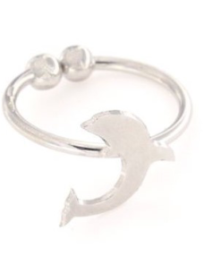 Anello in argento 925% regolabile delfino argento bianco-0