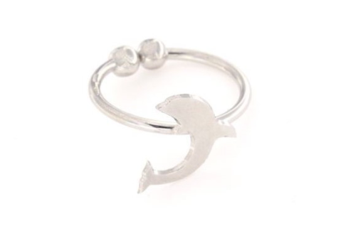 Anello in argento 925% regolabile delfino argento bianco-0