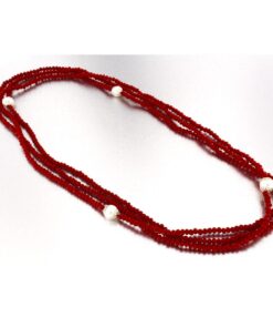 Collana con perle coltivate e agata rossa in argento 925%-0