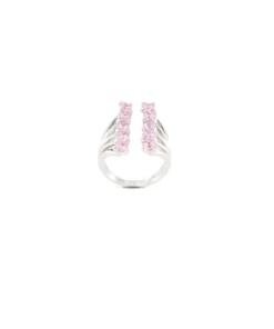 Anello regolabile in argento 925 doppia fila zirconi rosa-0