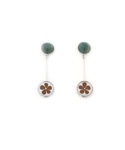 Orecchini pendenti in argento 925 con giada verde e cammeo sardonica -0