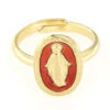 Anello regolabile in argento 925 madonna miracolosa smaltata rosso-0