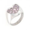Anello regolabile a cuore in argento 925 con zirconi rosa-0