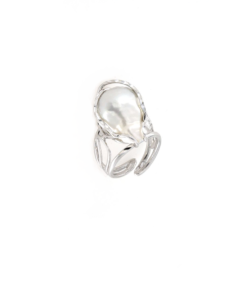 Anello regolabile in argento 925 con perla barocca-0