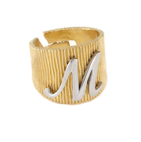 Anello in argento 925 dorato con lettera M-0